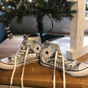 Silver Sequin Converse